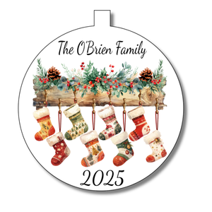 Family Christmas Stocking Bauble Decoration - Personalised Gift