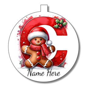 Gingerbread Man Alphabet Bauble - Personalised Gift