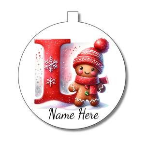 Gingerbread Man Alphabet Bauble - Personalised Gift