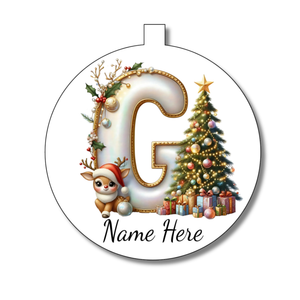 Gold/White Alphabet Bauble - Personalised Gift