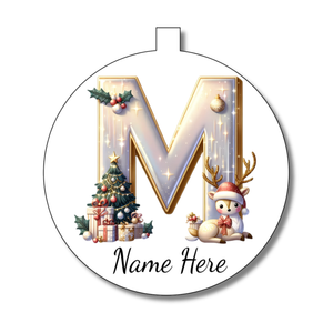 Gold/White Alphabet Bauble - Personalised Gift