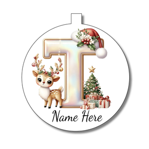 Gold/White Alphabet Bauble - Personalised Gift