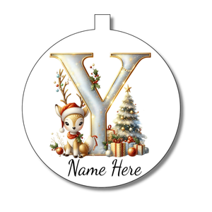 Gold/White Alphabet Bauble - Personalised Gift