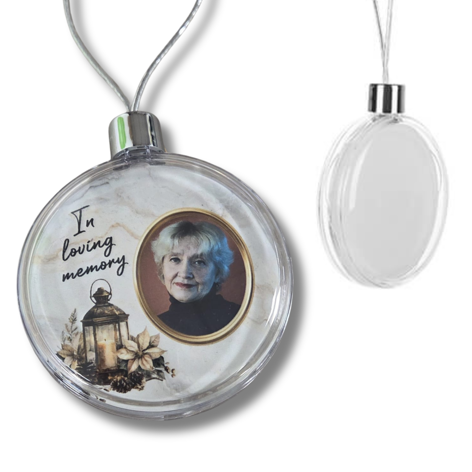 Photo Memory Bauble - Gold Lantern Design - Personalised Gift