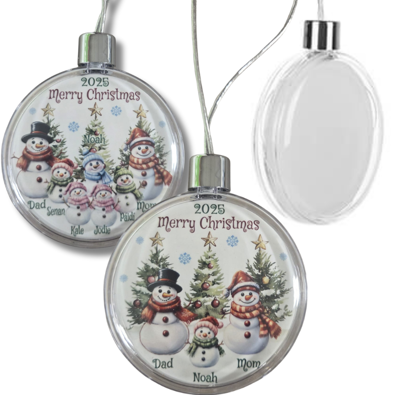 Snowman Family Bauble - Personalised Gift