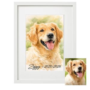 Framed Watercolour Pet Portrait - Personalised Gift