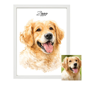 Framed Watercolour Pet Portrait - Personalised Gift
