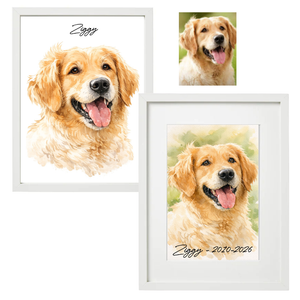 Framed Watercolour Pet Portrait - Personalised Gift