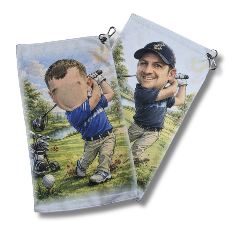 Cariacature Golf Towel - Personalised Gift