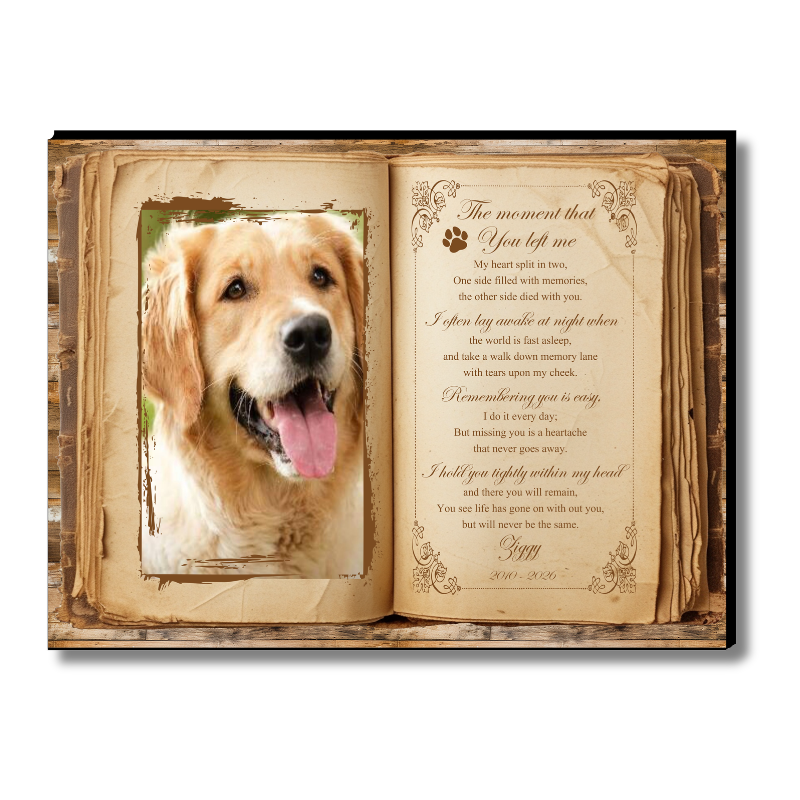 Book Style Pet Memorial Panel - Personalised Gift