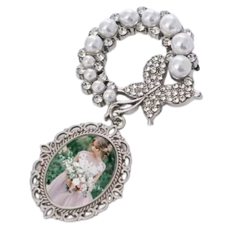 Pearl and Diamonté Butterfly Photo Bouquet Charm - Personalised Gift