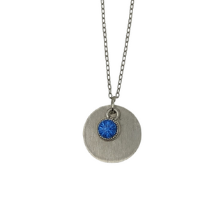 Engraved Disc With Coloured Stone - Personalised Gift