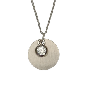Engraved Disc With Coloured Stone - Personalised Gift