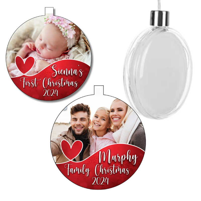Red Heart Design Christmas Bauble - Personalised Gift