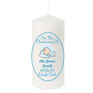 Personalised Chridtening Candle With Baby Image - Personalised Gift