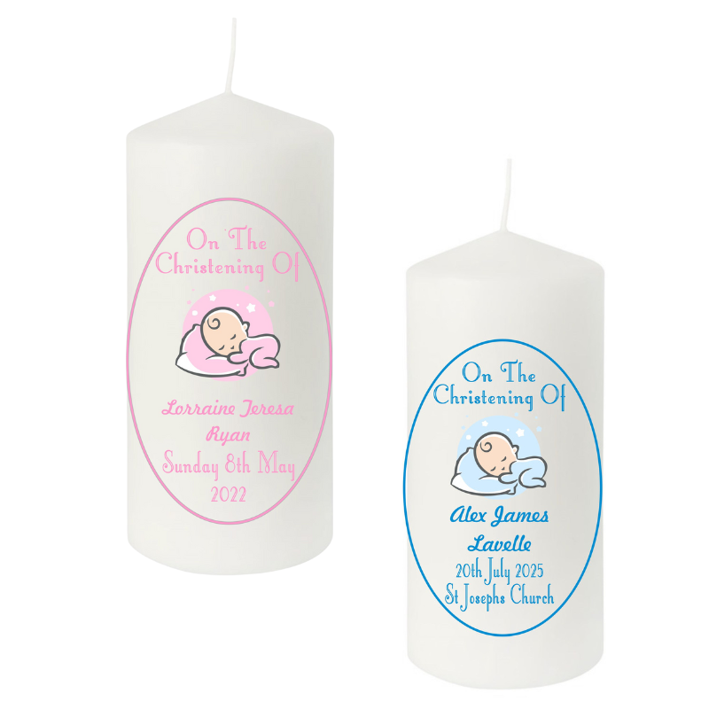 Personalised Chridtening Candle With Baby Image - Personalised Gift