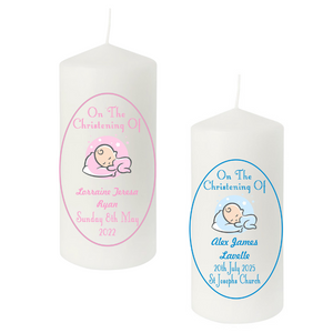 Personalised Chridtening Candle With Baby Image - Personalised Gift