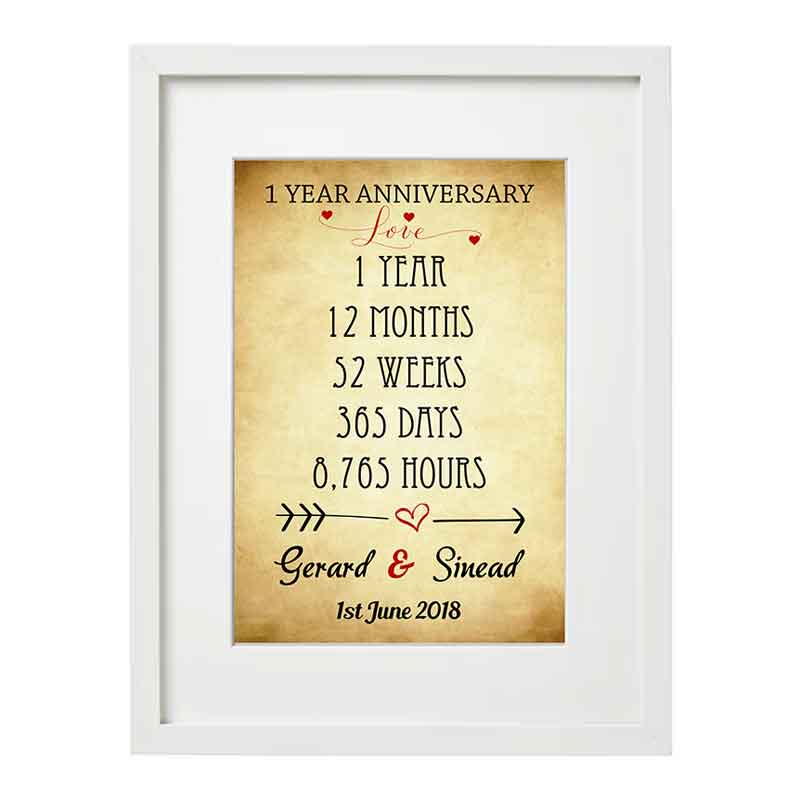 1st Wedding Anniversary Framed Paper Personalised Gift