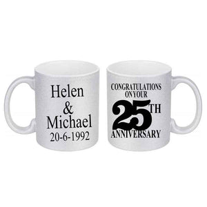 Silver 25th Anniversary Mug Personalised Gift