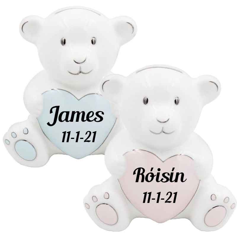Ceramic Bear Money Box Personalised Gift