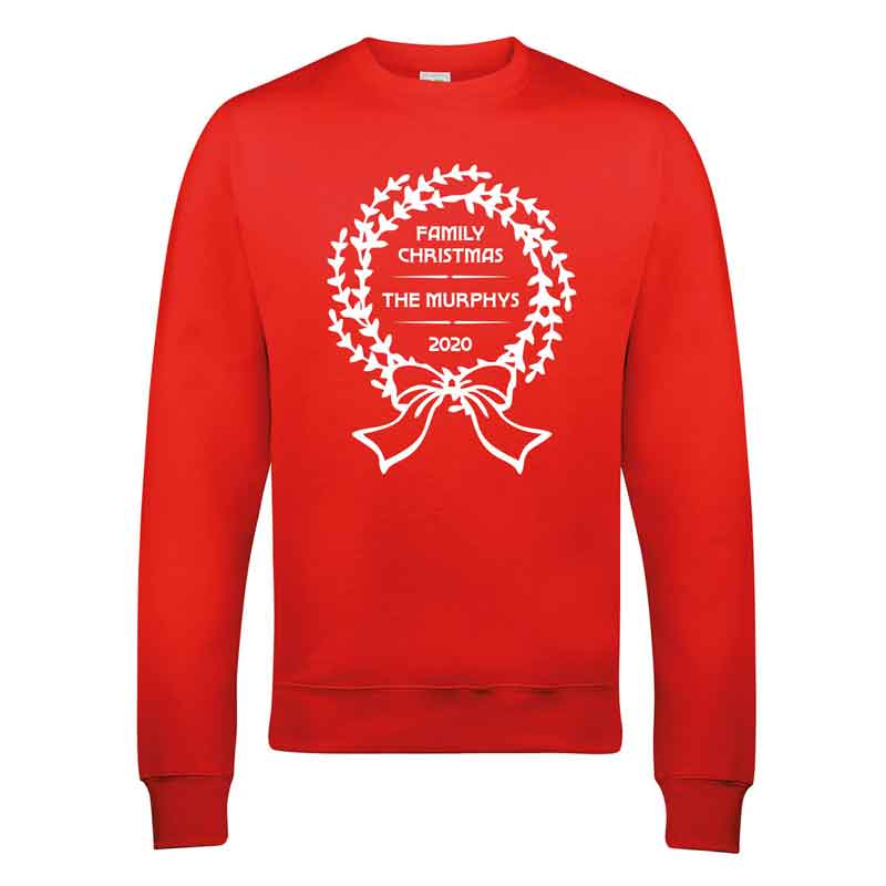 Family Christmas Jumper with Wreath, Personalised Gift