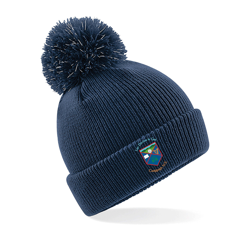 Craggagh NS Junior reflective bobble beanie