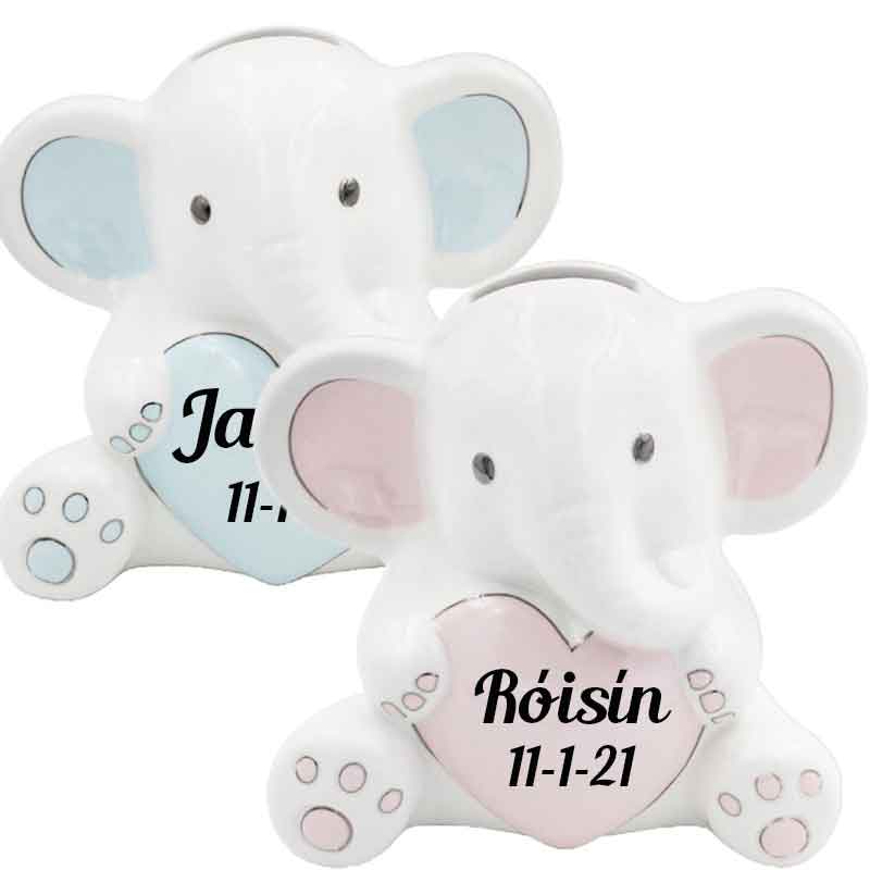 Ceramic Elephant Money Box Personalised Gift