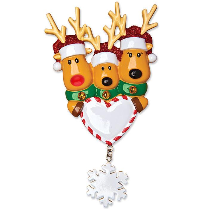Reindeer Family (3) Christmas Decoration, Personalised Gift