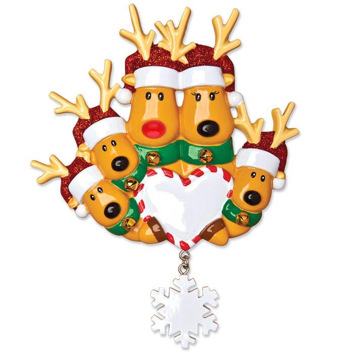 Reindeer Family (5) Christmas Decoration, Personalised Gift