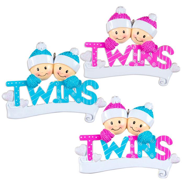 Twins Ceramic Ornament, Personalised Gift