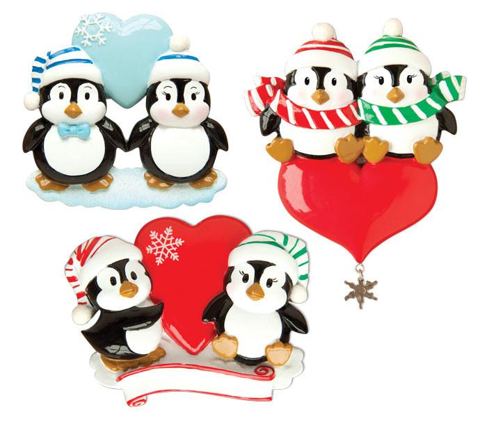Penguin Couple Christmas Decoration - Personalise It