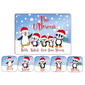Christmas Penguin Placemats, Personalised Gift