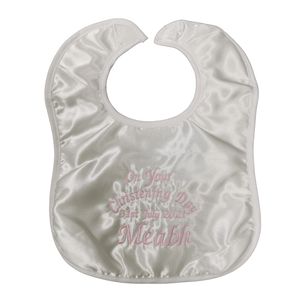 Satin Christening Bib, Personalised Gift