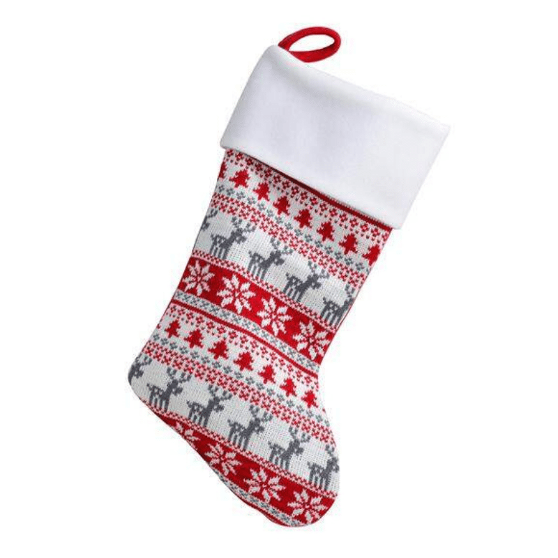 Deluxe Plush Red Classic Knitted Stocking, Personalise Gift