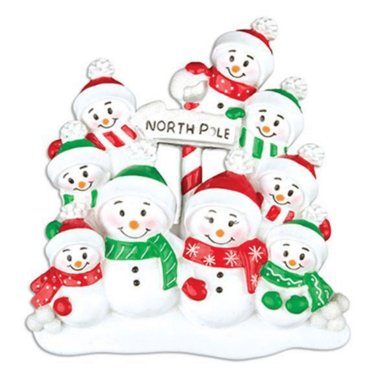 North Pole Family Family (9) Decoration, Personalised Gift
