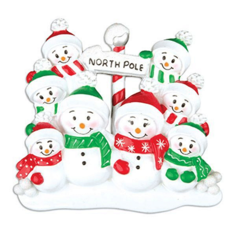 North Pole Family Family (8) Decoration, Personalised Gift