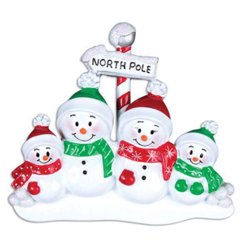 North Pole Family Family (4) Decoration, Personalised Gift