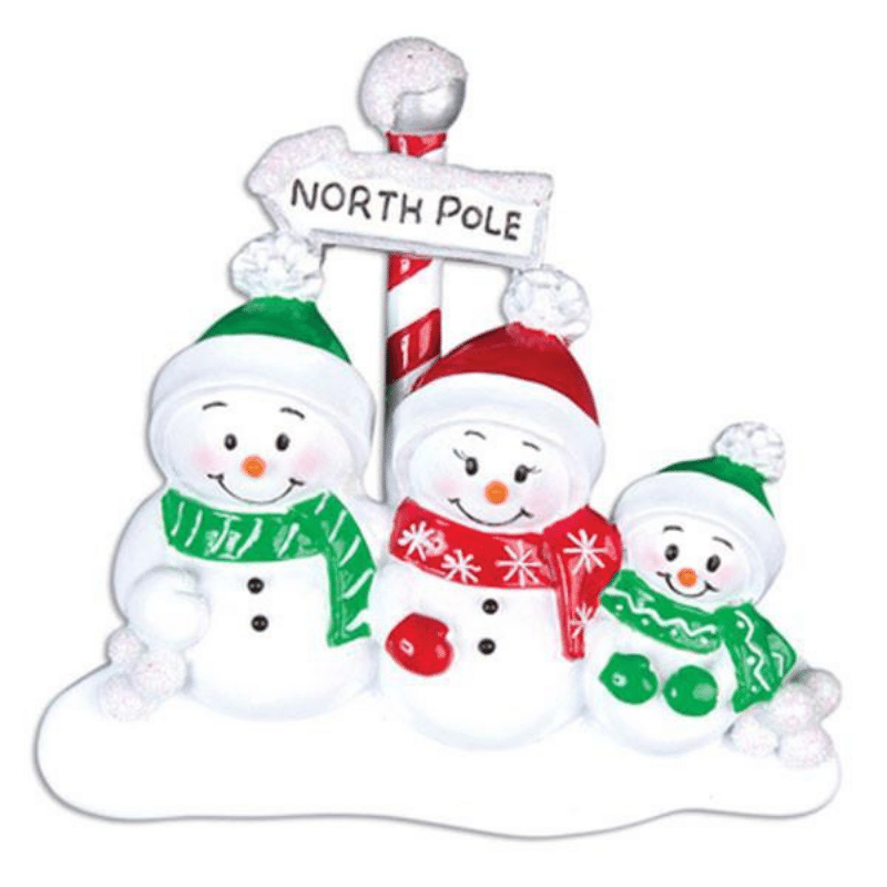North Pole Family Family (3) Decoration, Personalised Gift