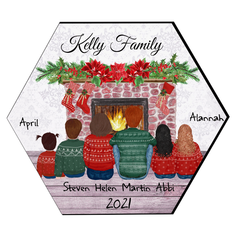 Hexagonal Christmas Family Panel, Personalised Gift