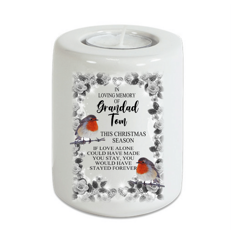 Ceramic Christmas Memorial Tea Light Holder, Personalised Gift