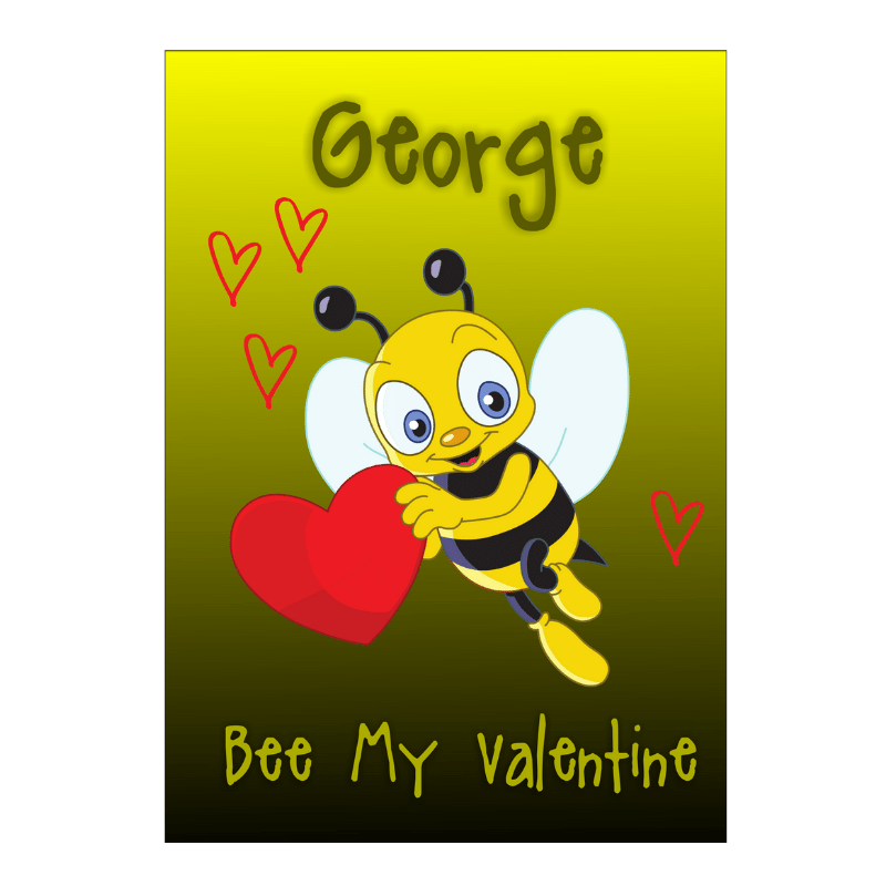 Bee My Valentine, Card, Personalised Gift