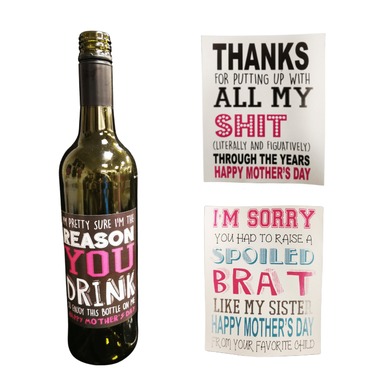 Mother's Day Wine Bottle Label, Personalised Gift