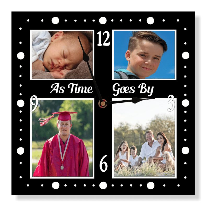 4 Picture Photo Clock, Personalised Gift