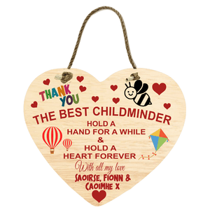 Thank You Childminder Hanging Plaque, Personalised Gift