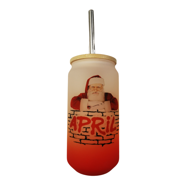 Christmas Glass With Lid & Straw, Personalised Gift