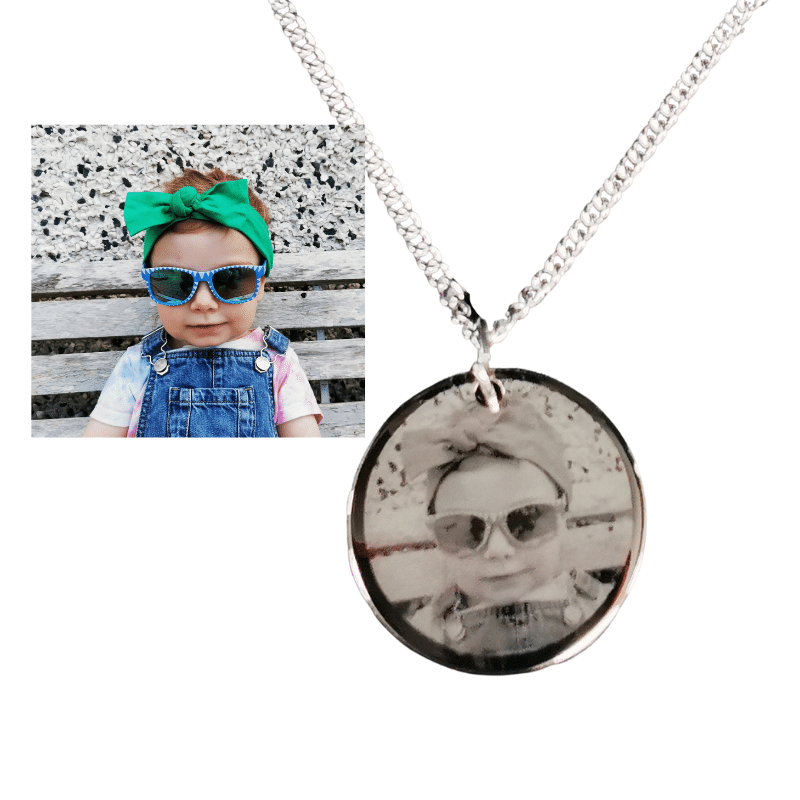Circle Engraved Photo Pendant, Personalised Gift