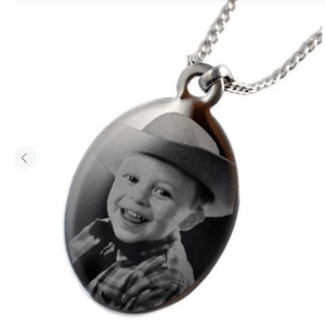 Oval Engraved Photo Pendant, Personalised Gift