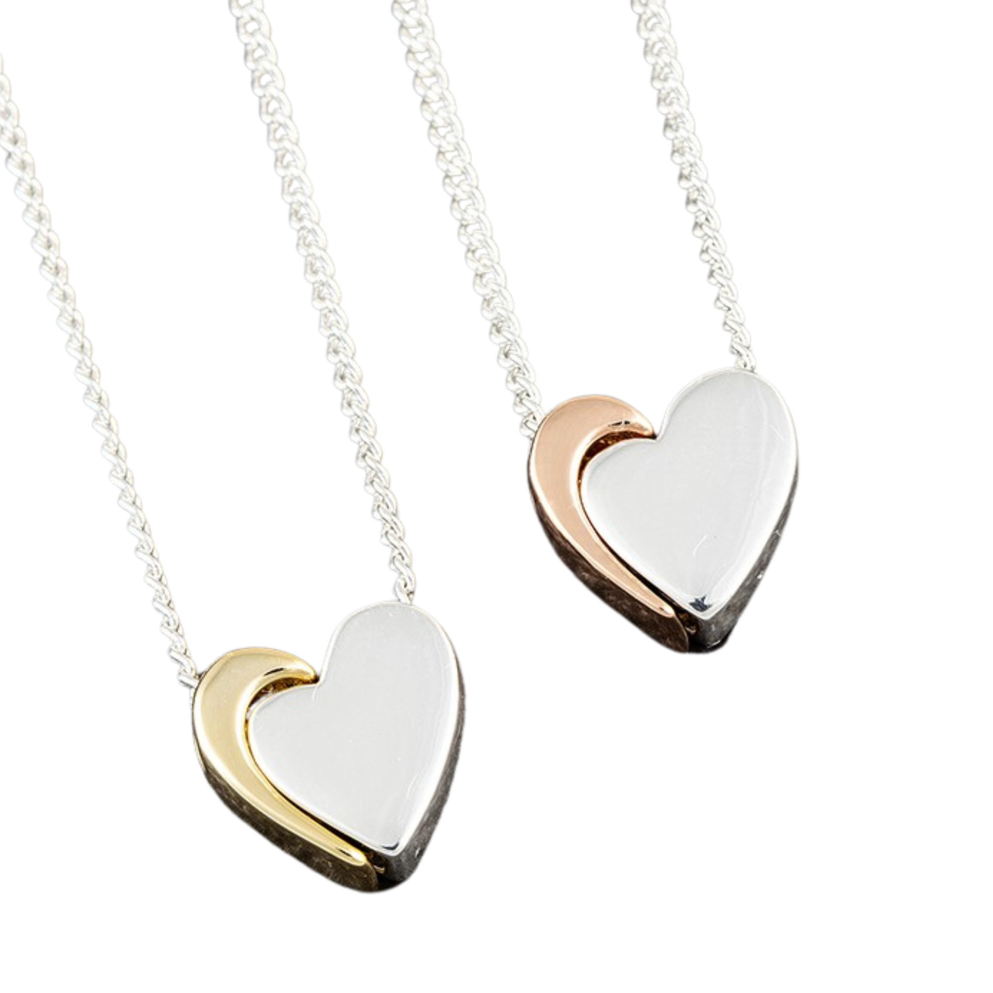 2 Tone 2 Piece Heart Necklace, Personalised Gift