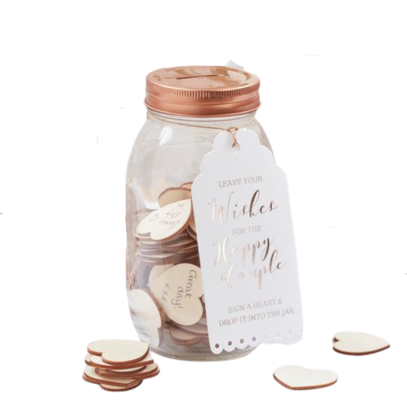 Rose Gold Guest Book Wishing Jar, Personalised Gift