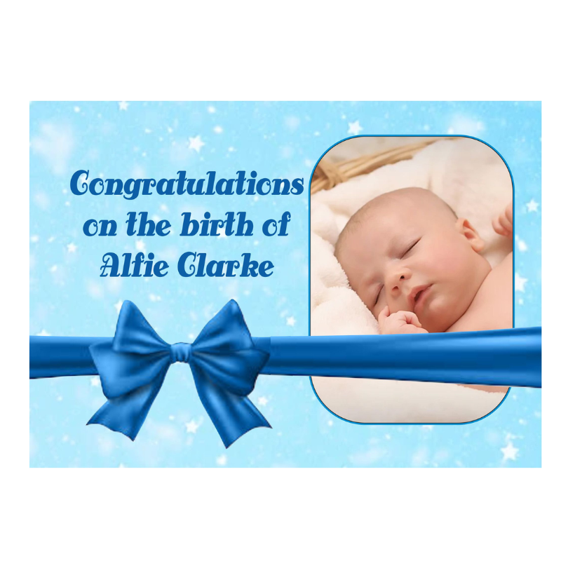 New Baby Boy Card, With Photo Personalised Gift